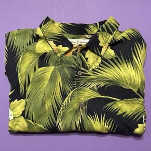 Tommy Bahama Vintage 100% Silk RUM Floral Button Down Shirt Men XL